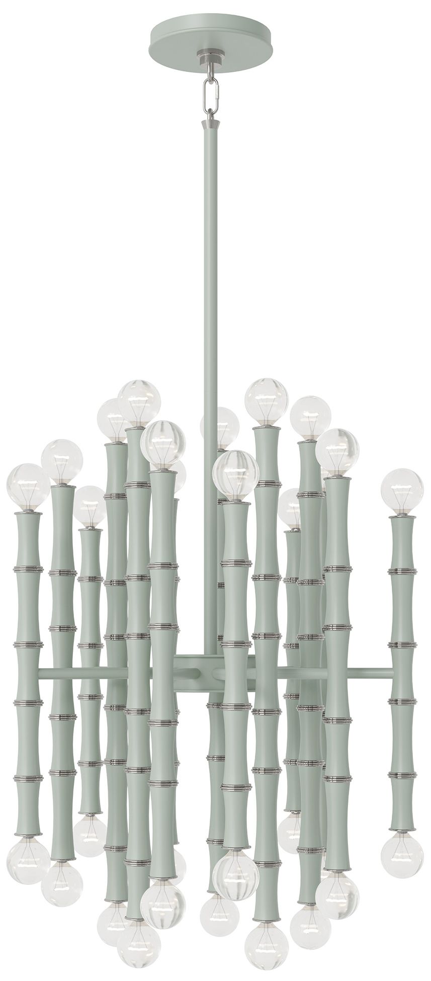 Kane 17.75"W Matte Celadon Polished Nickel Accent Chandelier Made to Order