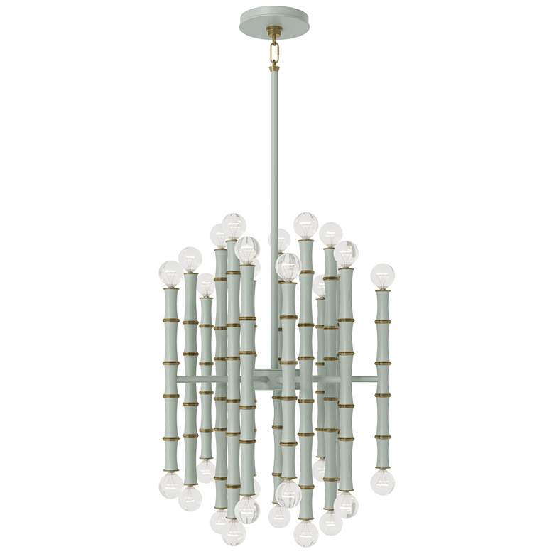 Image 1 Kane 17.75" Wide Matte Celadon Finish Modern Brass Accent Chandelier