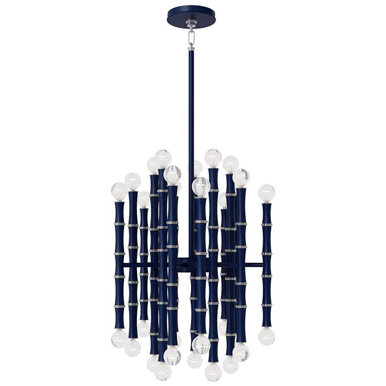Image 1 Kane 17.75" Wide Matte Midnight Blue Polished Nickel Finish Chandelier