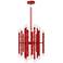 Kane 17.75" Wide Ruby Red Finish Modern Brass Accent Chandelier