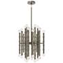 1_Kane 17.75" Wide Smokey Taupe Finish Modern Brass Accent Chandelier