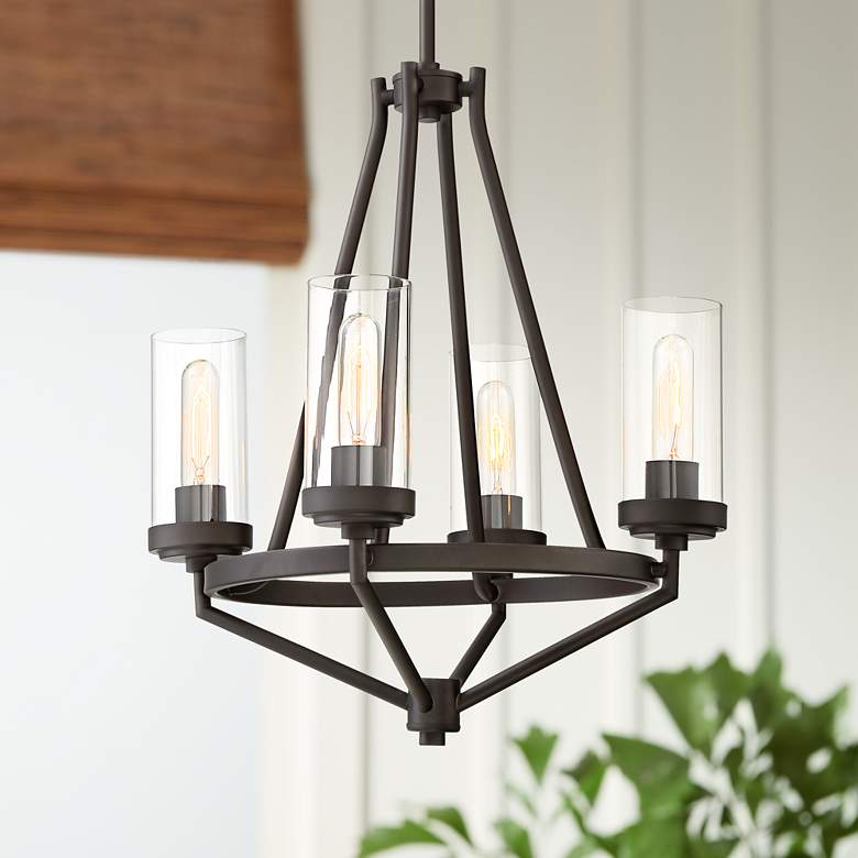 Image 1 Kane 18 1/2" Wide Bronze 4-Light Chandelier