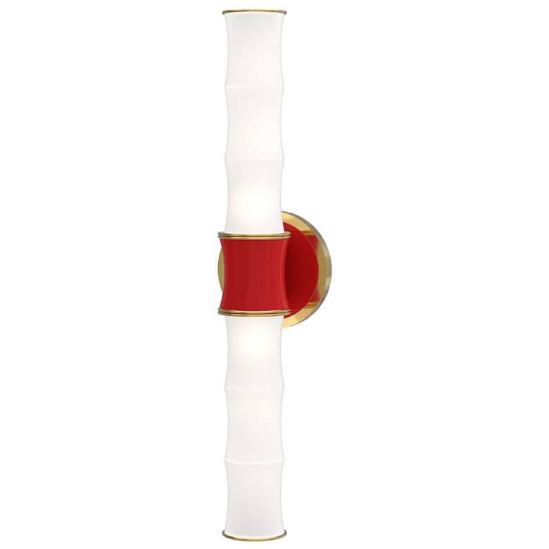 Image 1 Kane 21.75" High Ruby Red Finish Modern Brass Accent Wall Sconce