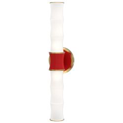 Kane 21.75" High Ruby Red Finish Modern Brass Accent Wall Sconce