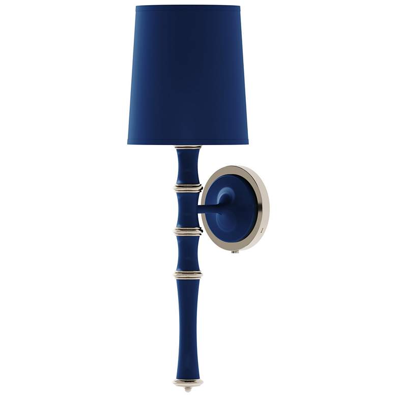 Image 1 Kane 22.5"H Matte Midnight Blue Nickel Wall Sconce - Celadon Shade