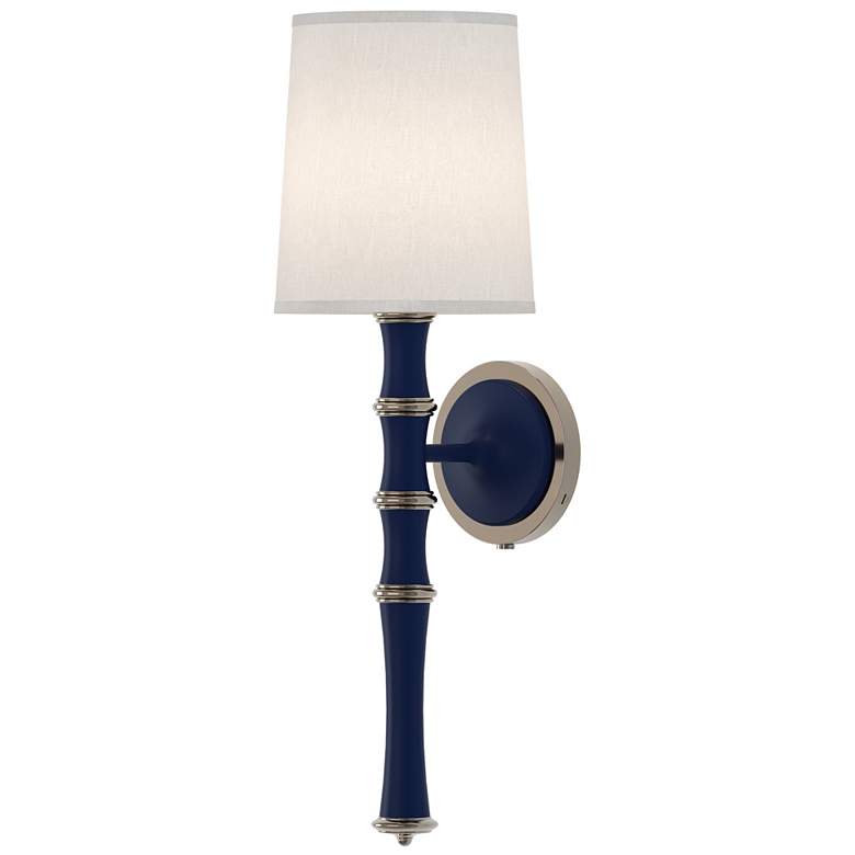 Image 1 Kane 22.5"H Matte Midnight Blue Nickel Wall Sconce w/ Ascot White Shade