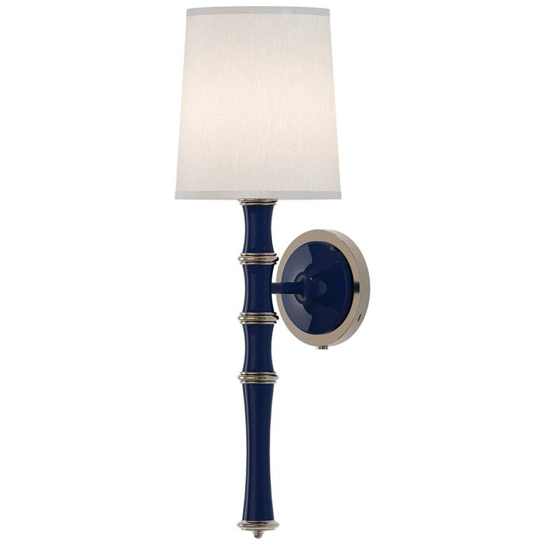 Image 1 Kane 22.5"H Midnight Blue Polished Nickel Wall Sconce w/ Ascot White Shade