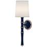 1_Kane 22.5"H Midnight Blue Polished Nickel Wall Sconce w/ Ascot White Shade