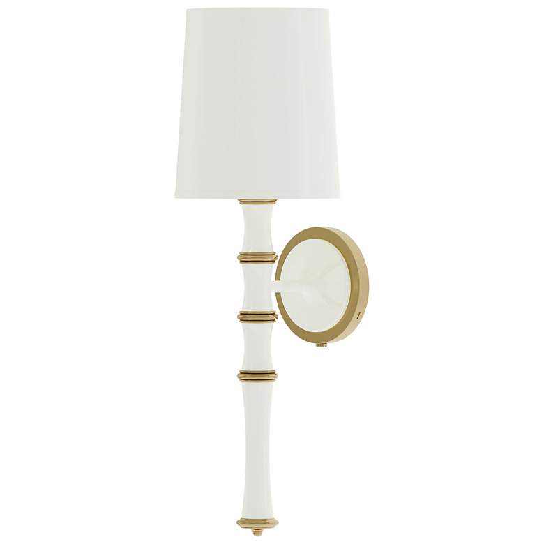 Image 1 Kane 22.5" High Daisy Modern Brass Finish Wall Sconce with Celadon Shade