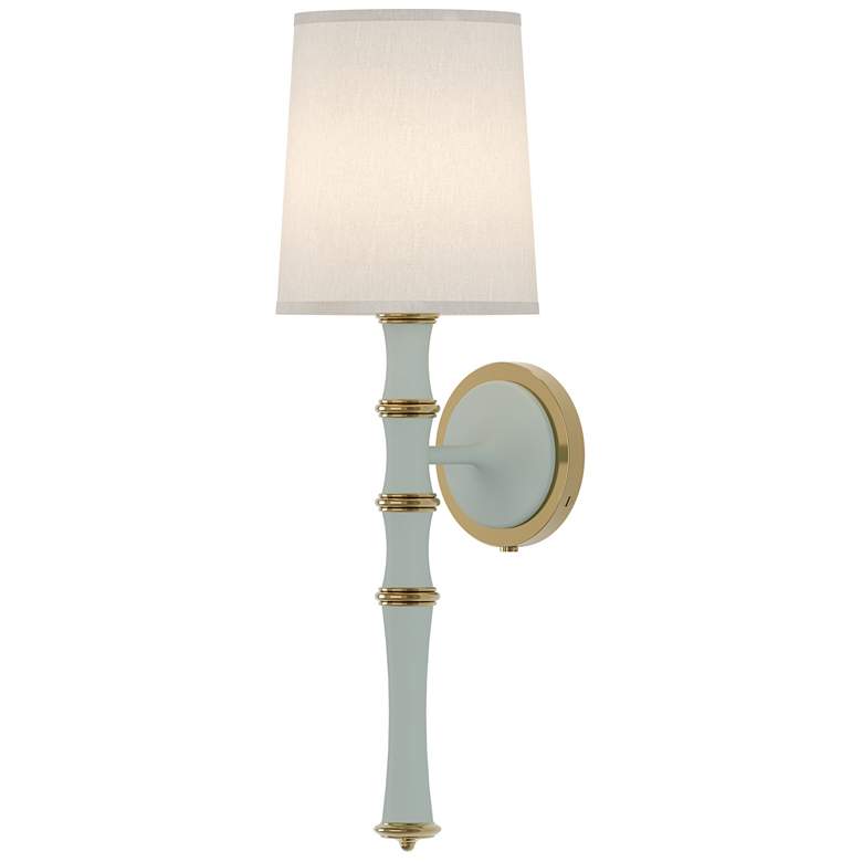Image 1 Kane 22.5" High Matte Celadon Modern Brass Wall Sconce w/ Fondine Shade