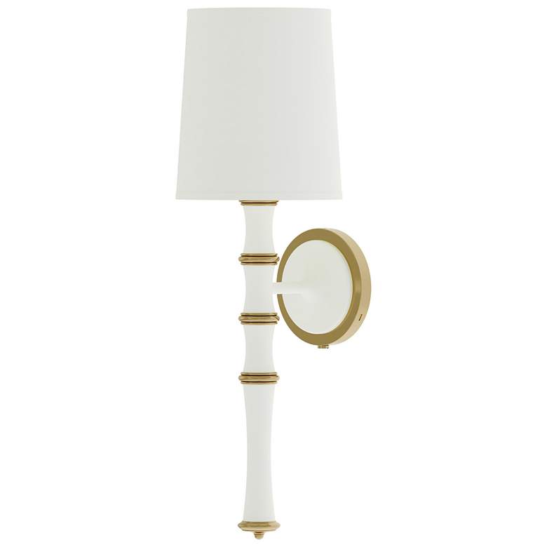 Image 1 Kane 22.5" High Matte Daisy Modern Brass Wall Sconce w/ Celadon Shade