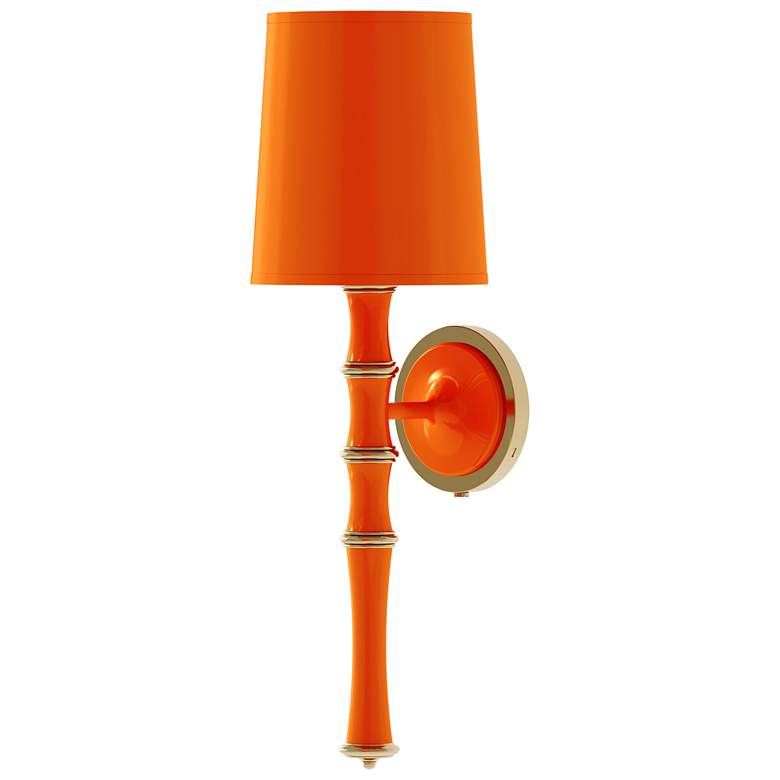 Image 1 Kane 22.5" High Pumpkin Modern Brass Finish Wall Sconce with Celadon Shade