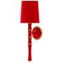 1_Kane 22.5" High Ruby Red Modern Brass Finish Wall Sconce with Celadon Shade