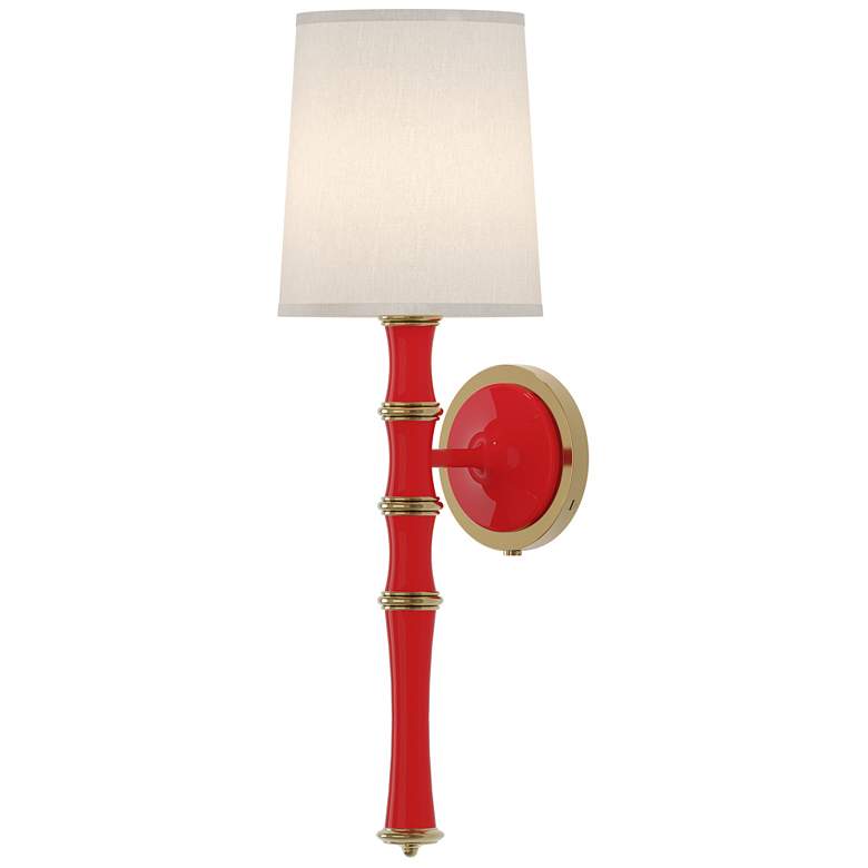 Image 1 Kane 22.5" High Ruby Red Modern Brass Finish Wall Sconce with Fondine Shade