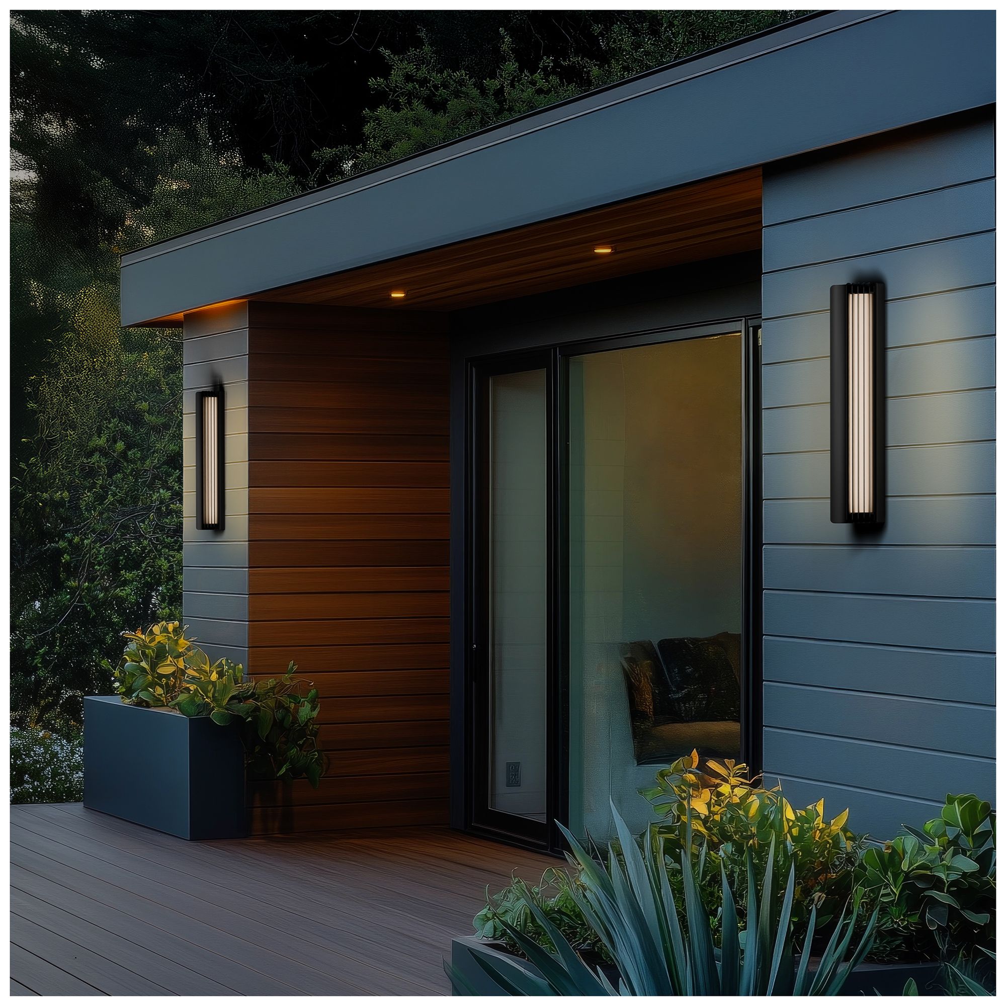 Kane 24"H x 6.3"W 1-Light Outdoor Wall Light in Black