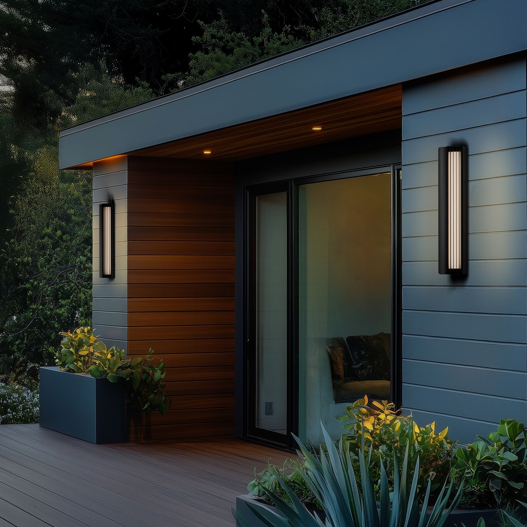 Kane 24"H x 6.3"W 1-Light Outdoor Wall Light in Black