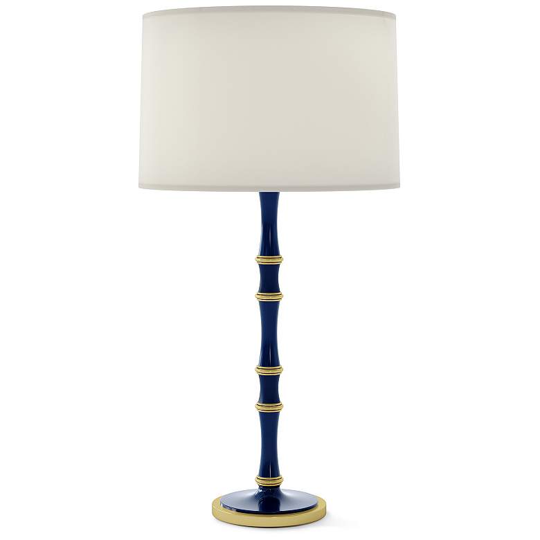 Image 1 Kane 31"H Blue And Blue And Modern Brass Table Lamp With Fondine Shade