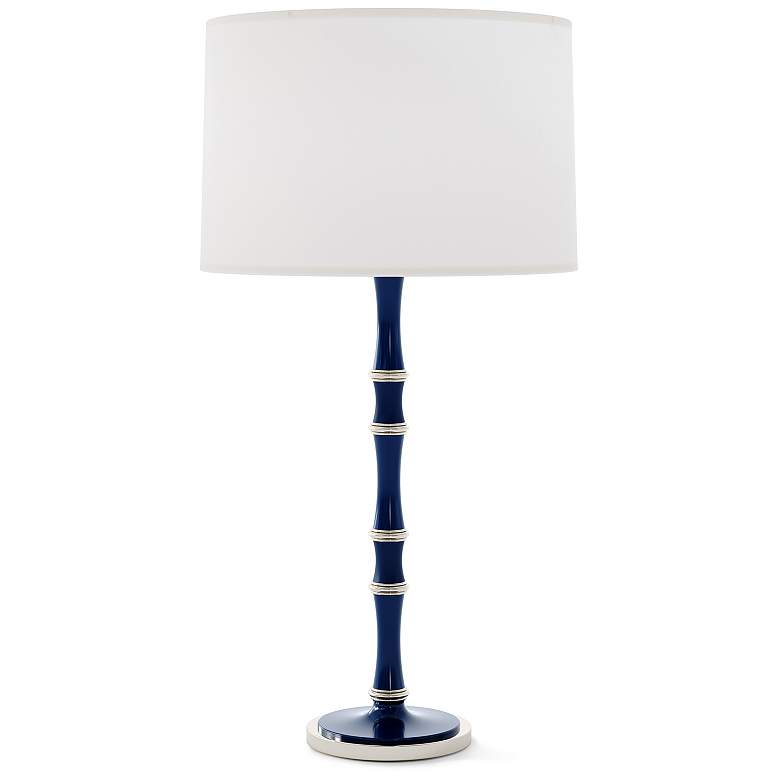 Image 1 Kane 31"H Blue And Polished Nickel Table Lamp With Ascot White Shade