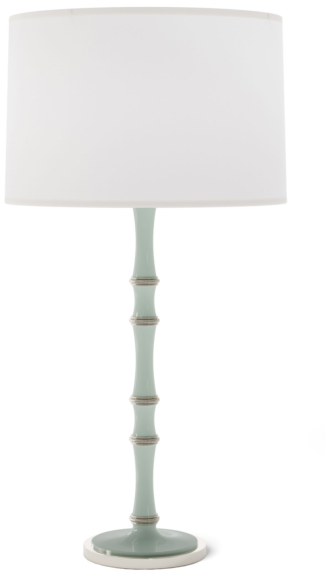 Kane 31"H Celadon Polished Nickel Table Lamp w/ Ascot Whitede Made to Order