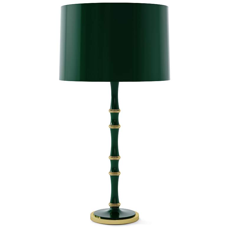 Image 1 Kane 31"H Jungle And Modern Brass Table Lamp With Jungle Painted Shade