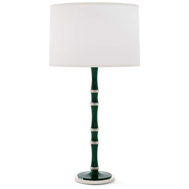Image 1 Kane 31"H Jungle And Polished Nickel Table Lamp With Ascot White Shade