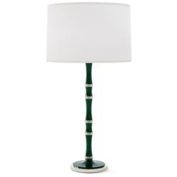 Kane 31"H Jungle And Polished Nickel Table Lamp With Ascot White Shade