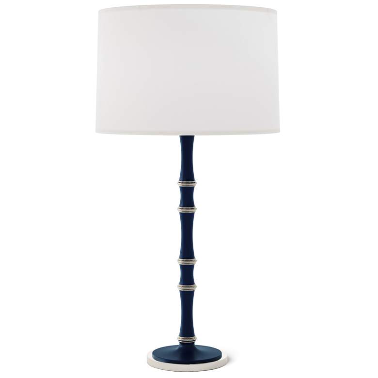 Image 1 Kane 31"H Matte Midnight Blue Nickel Table Lamp w/ Ascot White Shade