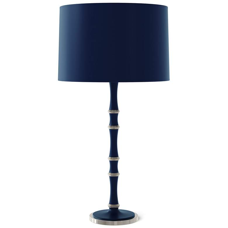 Image 1 Kane 31"H Matte Midnight Blue Polished Nickel Table Lamp w/ Celadon Shade