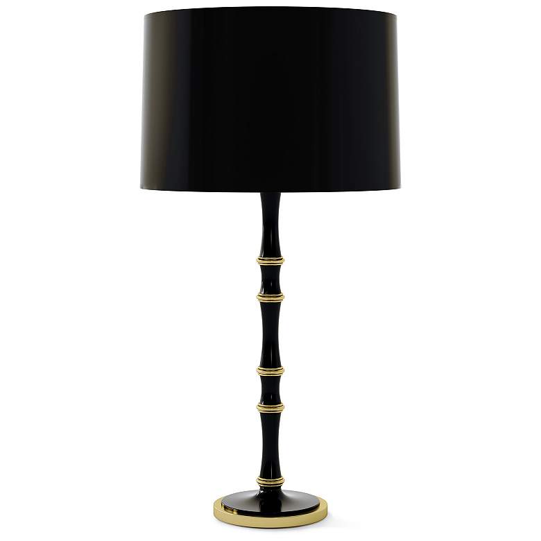 Image 1 Kane 31"H Obsidian And Modern Brass Lamp w/ Obsidian Painted Shade