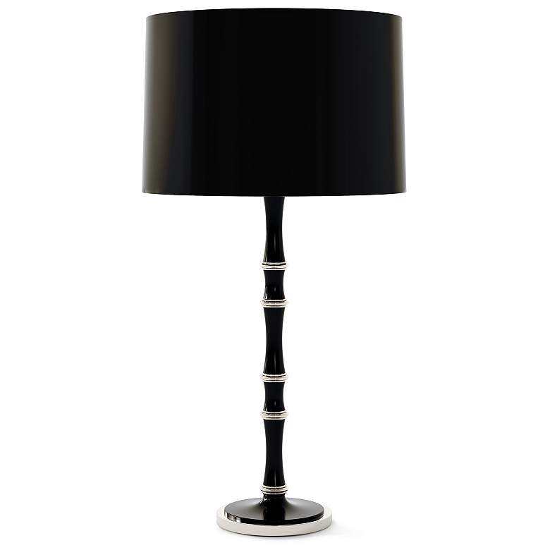 Image 1 Kane 31"H Obsidian And Polished Nickel Lamp w/ Obsidian Painted Shade