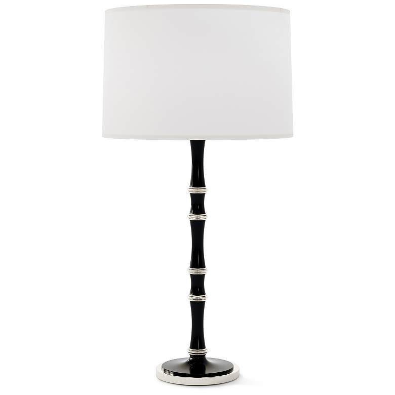 Image 1 Kane 31"H Obsidian And Polished Nickel Table Lamp w/ Ascot White Shade