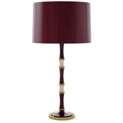 Kane 31"H Plum Rose Water And Modern Brass Lamp w/ Plum Painted Shade