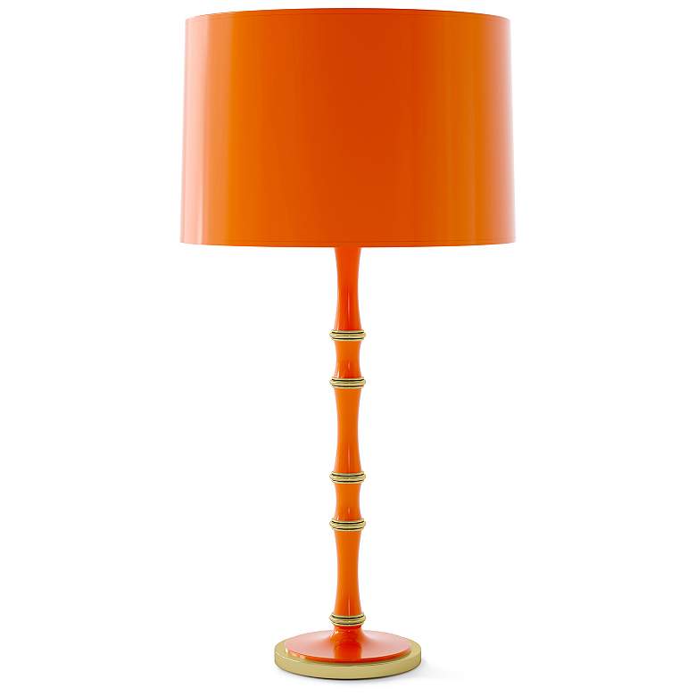 Image 1 Kane 31"H Pumpkin And Modern Brass Table Lamp w/ Pumpkin Painted Shade