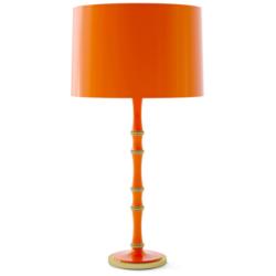 Kane 31"H Pumpkin And Modern Brass Table Lamp w/ Pumpkin Painted Shade