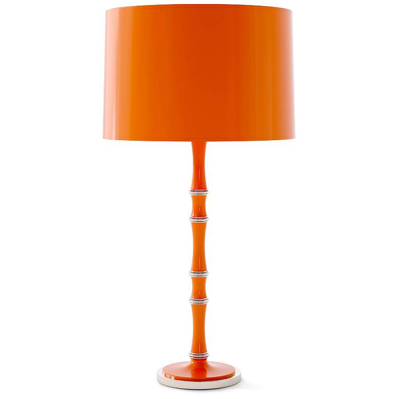 Image 1 Kane 31"H Pumpkin And Polished Nickel Lamp w/ Pumpkin Painted Shade