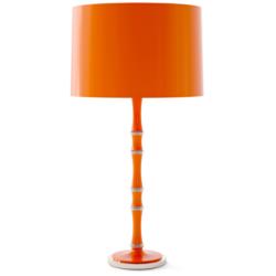 Kane 31"H Pumpkin And Polished Nickel Lamp w/ Pumpkin Painted Shade