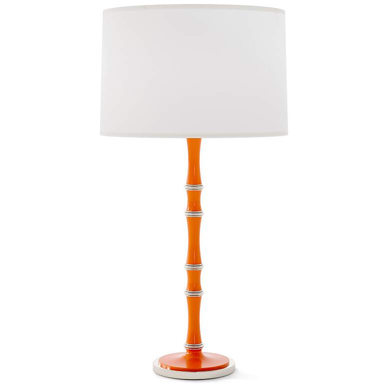 Image 1 Kane 31"H Pumpkin And Polished Nickel Table Lamp w/ Ascot White Shade