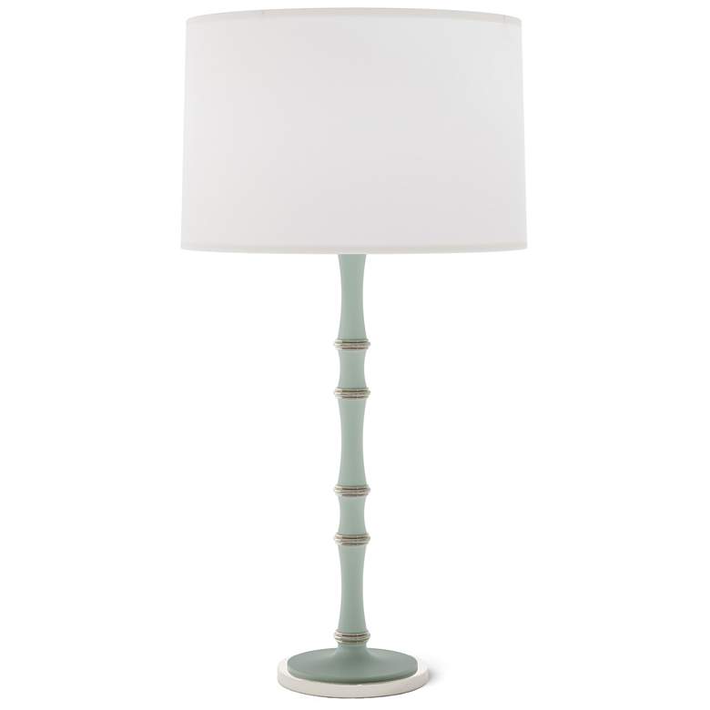 Image 1 Kane 31" High Matte Celadon Polished Nickel Table Lamp w/ Ascot White Shade
