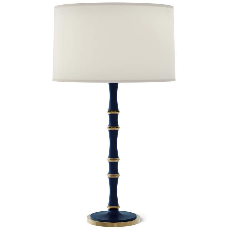 Image 1 Kane 31" High Matte Midnight Blue Modern Brass Table Lamp w/ Fondine Shade