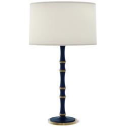 Kane 31" High Matte Midnight Blue Modern Brass Table Lamp w/ Fondine Shade