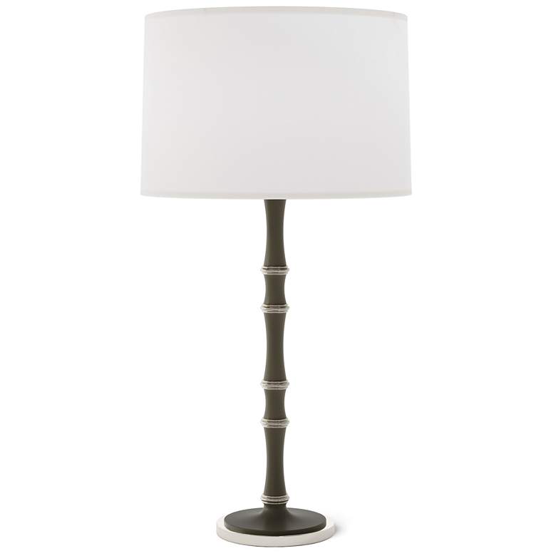 Image 1 Kane 31" High Matte Smokey Polished Nickel Table Lamp w/ Ascot White Shade