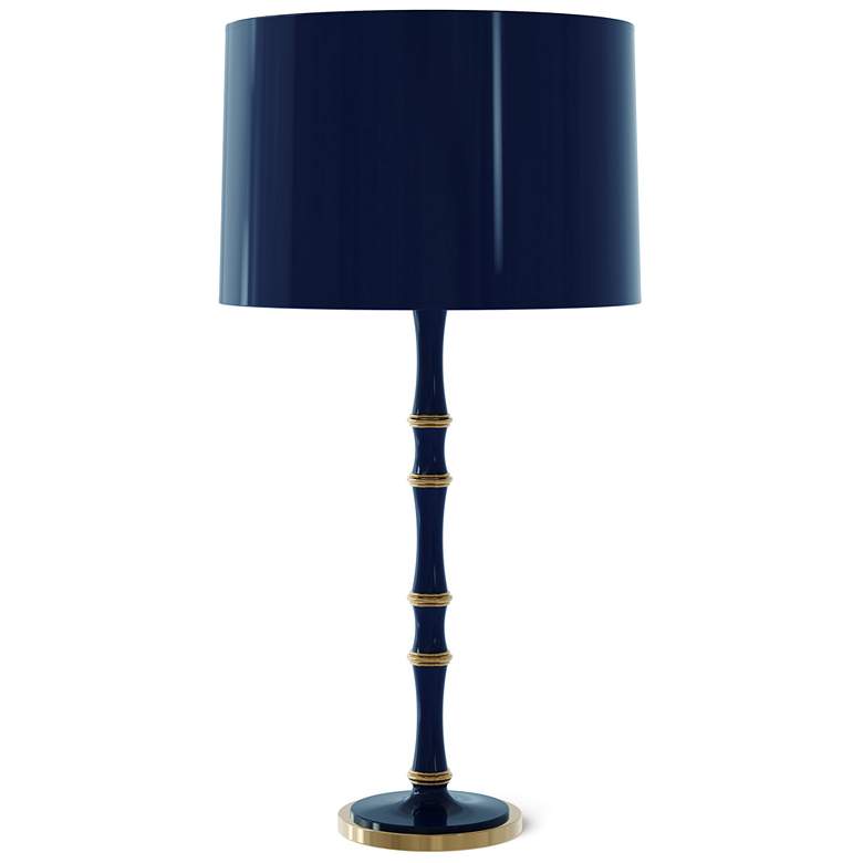 Image 1 Kane 31" High Midnight Blue Modern Brass Finish Table Lamp w/ Celadon Shade