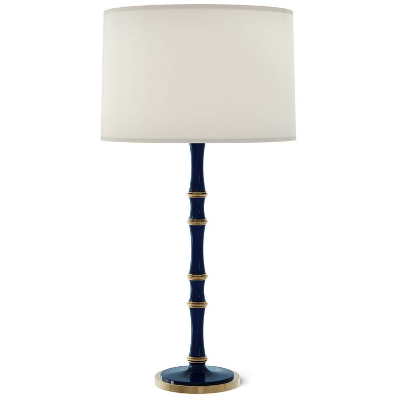 Image 1 Kane 31" High Midnight Blue Modern Brass Finish Table Lamp w/ Fondine Shade