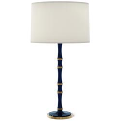 Kane 31" High Midnight Blue Modern Brass Finish Table Lamp w/ Fondine Shade