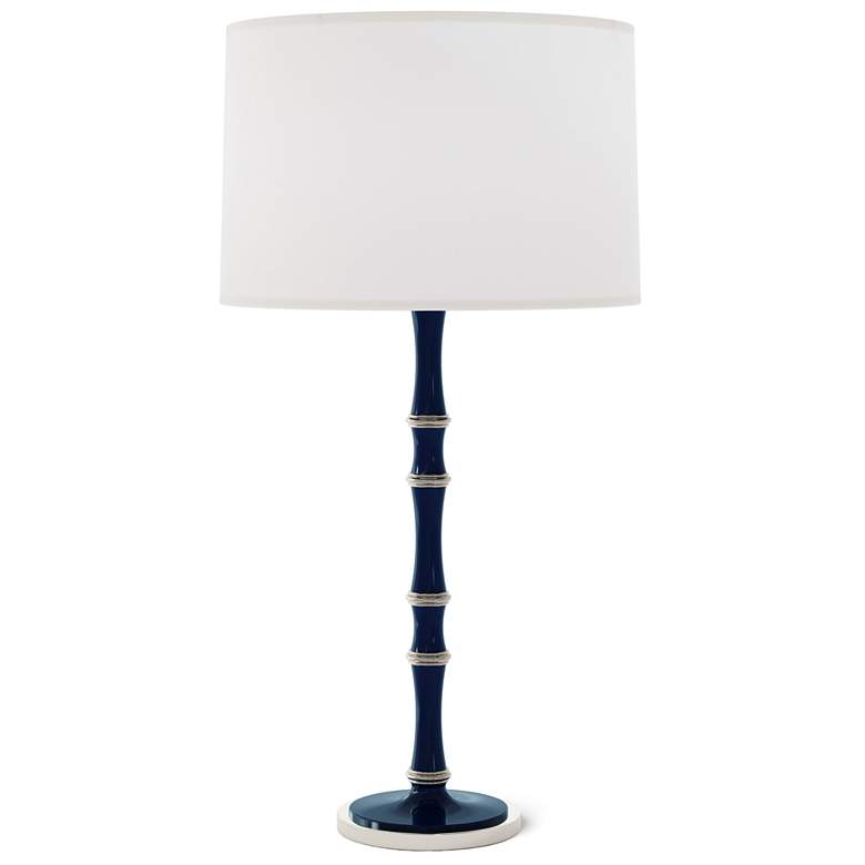 Image 1 Kane 31" High Midnight Blue Polished Nickel Table Lamp w/ Ascot White Shade