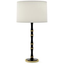 Kane 31" High Obsidian And Modern Brass Table Lamp With Fondine Shade