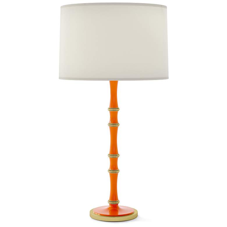 Image 1 Kane 31" High Pumpkin And Modern Brass Table Lamp With Fondine Shade