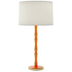 Kane 31" High Pumpkin And Modern Brass Table Lamp With Fondine Shade
