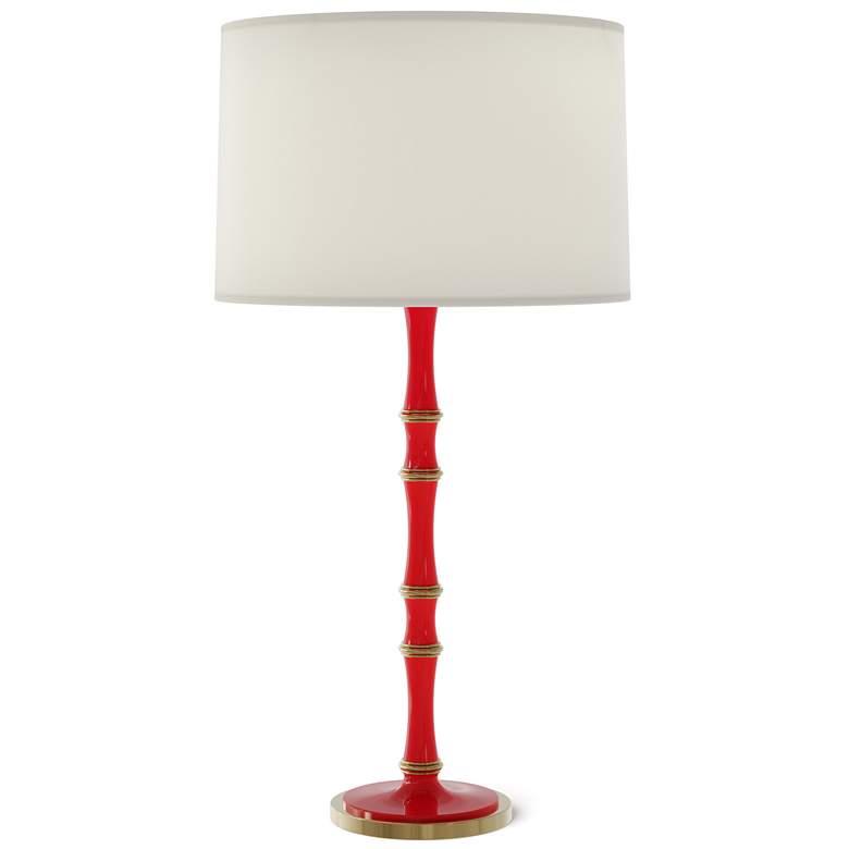 Image 1 Kane 31" High Ruby Red Modern Brass Finish Table Lamp with Fondine Shade