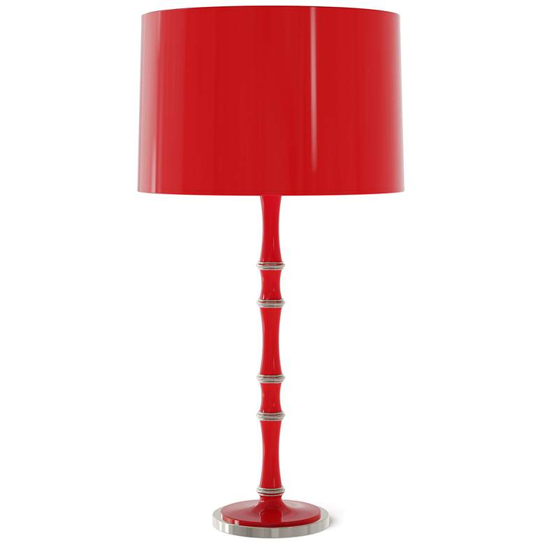Image 1 Kane 31" High Ruby Red Polished Nickel Finish Table Lamp with Celadon Shade